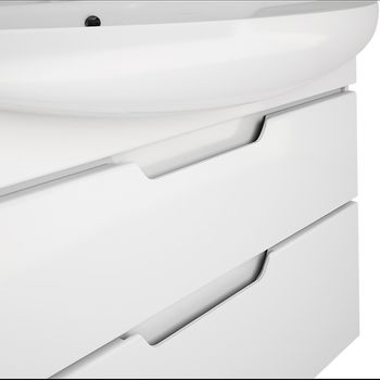 Тумба LAGUNA PLUS, 105 см, подвесная/напольная, 2 ящика, с опорами, белый глянец — фото 13, Тумбы под раковину
