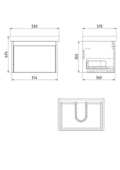 Тумба Luxury, 55 см, подвесная, 1 ящик, серый базальт — фото 4, Тумбы под раковину