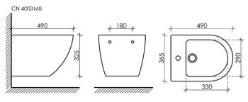 Биде Ceramicanova Metropol CN4003MB подвесное Черное — фото 12, Биде подвесные