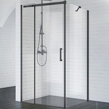 Душевой уголок BelBagno Acqua 120х90 ACQUA-AH-1-120/90-C-NERO профиль Черный стекло прозрачное — фото 1, Прямоугольные душевые уголки