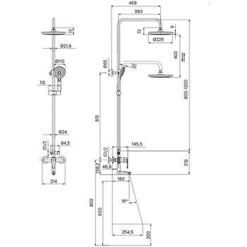 Душевая система Iddis Ray RAYBL3Fi06 Черная матовая — фото 4, Душевые стойки