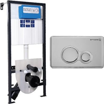 Инсталляция Bettoserb Sava Fix Slim SET40006463 для унитаза с клавишей смыва Хром матовый Хром гляне — фото 1, Инсталляции для унитазов