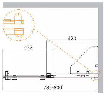 Душевая перегородка CEZARES STREAM-BF-1-80-C-Cr — фото 2, Душевые перегородки