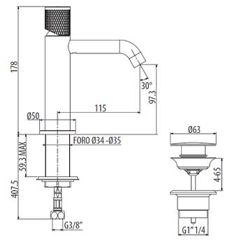 Смеситель для раковины Gattoni MD MD110/22C0 Хром — фото 2, Смесители для раковины