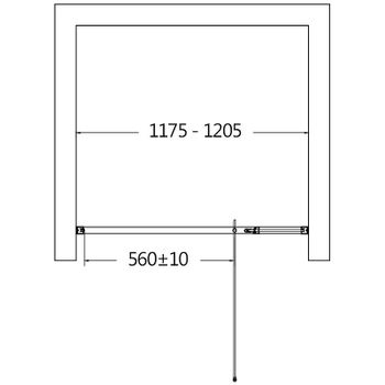 Душевая дверь AQUAme 120 AQM7108-2-12 профиль Черный матовый стекло прозрачное — фото 3, Распашные душевые двери