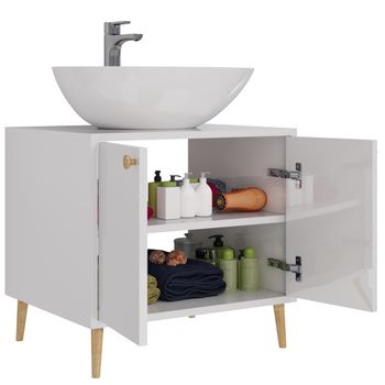 Тумба LUNO, 60см, напольная, 2дв., белый глянец, под ум. Триумф — фото 10, Тумбы под раковину