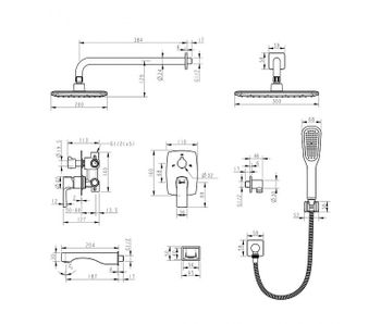 Душевая система Lemark Ursus LM7222BL Черный — фото 2, Встраиваемые душевые комплекты