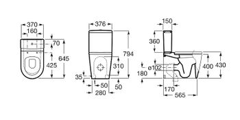 Унитаз компакт Roca Inspira 342527000 без бачка и сиденья — фото 4, Напольные унитазы