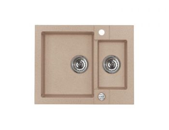 Мойка для кухни ROCK 80 GRANITAL ARCTIC-G11 595x475x160;1+1/2 с сифоном 1105299, — фото 1, Кухонные мойки