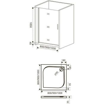 Душевая дверь Good Door Fantasy 80 DR-80-C-CH профиль Хром стекло прозрачное — фото 2, Распашные душевые двери