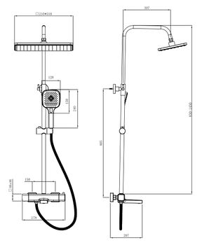 Душевая система с термостатом Black, арт. STT3054Black, ESKO — фото 2, Душевые стойки