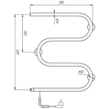 Электрический полотенцесушитель Domoterm М-образный DMT 107-25 60x50 EK L Хром — фото 2, Электрические полотенцесушители