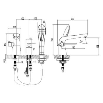Смеситель на борт ванны Lemark Melange LM4947CW Белый Хром — фото 2, Смесители на борт ванны