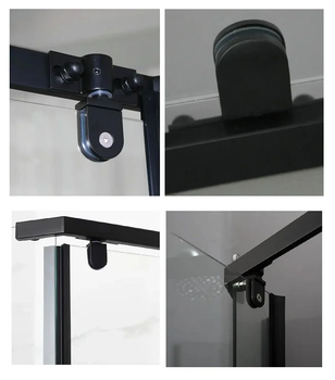 Душевой уголок Parly ZPE911FB, 90 x 90 см, с поддоном, стекло матовое, профиль черный — фото 5, Душевые уголки трапеция