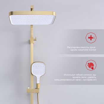 Душевая система Raglo R51.24.03 Золото матовое — фото 9, Душевые стойки