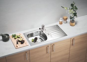 Мойка для кухни BASIC 150 NAT-90 NEW 780X435 в комплекте с сифоном 1130543, — фото 2, Кухонные мойки