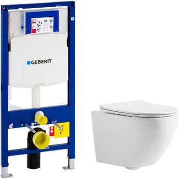Комплект унитаза CeramaLux 2197 с инсталляцией Geberit Duofix Sigma UP320 111.300.00.5 с сиденьем Ми — фото 1, Комплекты унитаз + инсталляция