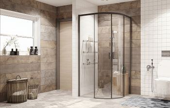 Душевой уголок Ambassador Queen 90х90 11011201Black профиль Черный стекло прозрачное — фото 8, Душевые уголки четверть круга