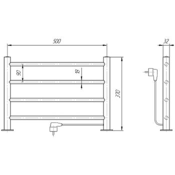 Электрический полотенцесушитель Domoterm Полка DMT-T4 38x53 EK R Хром — фото 2, Электрические полотенцесушители