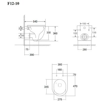 Унитаз Bond Oval F12-10 подвесной с сиденьем Микролифт — фото 3, Подвесные унитазы