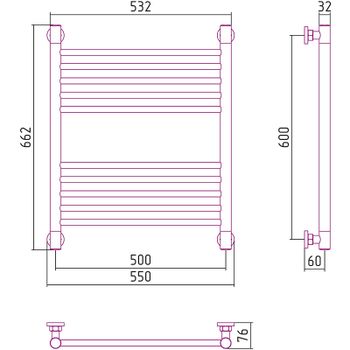 Водяной полотенцесушитель Сунержа Богема+ прямая 600х500 31-0220-6050 Черный матовый — фото 2, Водяные полотенцесушители