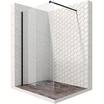 Душевая перегородка Ambassador Walk-in 90х200 15031109 профиль Черный стекло прозрачное — фото 1, Душевые перегородки