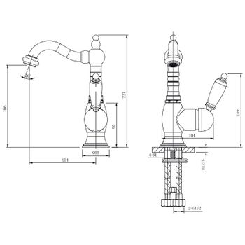 Смеситель для раковины Caprigo Adria-Uno Metal Edition 02M-524-vot Бронза — фото 2, Смесители для раковины