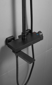 Душевая система Belz B672-7 B24672-7 Черная матовая — фото 4, Душевые стойки