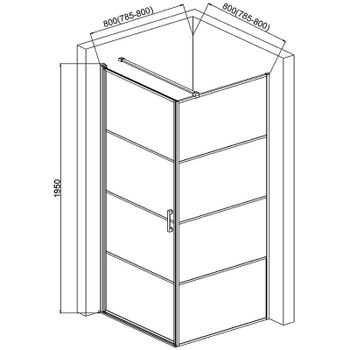 Душевой уголок AQUAme 80x80 L AQM5215-LH-8 профиль Черный матовый стекло прозрачное — фото 2, Квадратные душевые уголки