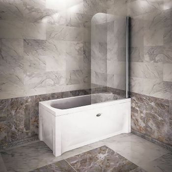 Шторка на ванну Radomir 75x140 R 1-10-0-2-0-100 профиль Хром стекло прозрачное — фото 1, Шторки для ванной распашные