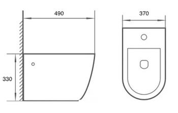 Биде CeramaLux 2197-18 подвесное Черное глянцевое — фото 2, Подвесные унитазы