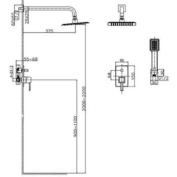 Душевая система Caprigo Diamante 50-215-oro Золото — фото 2, Встраиваемые душевые комплекты
