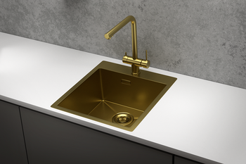 Granula-4600, ЗОЛОТО САТИН, стальная кухонная мойка — фото 2, Кухонные мойки