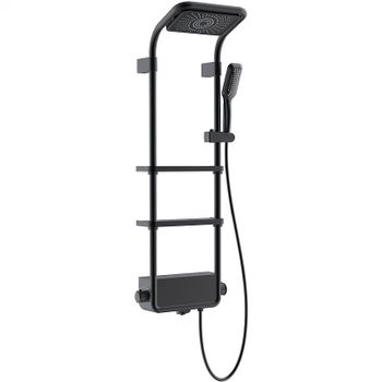 Душевая система AQUAme AQM8003B с термостатом Черная матовая — фото 1, Душевые стойки
