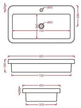 Раковина Artceram Fuori 80 TFL035 01 00 Белая — фото 4, Раковины встраиваемые сверху