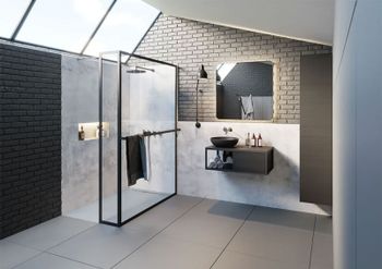 Душевая перегородка Riho Lucid GD402 90х30 G005033121 (GD409B030) профиль Черный стекло прозрачное — фото 2, Душевые перегородки