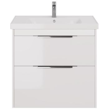 Тумба PRIME, 90 см, подвесная/напольная, 2 ящика, белый глянец — фото 9, Тумбы под раковину