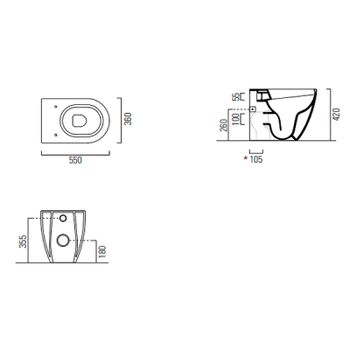 Унитаз GSI Pura 880311 приставной без сиденья — фото 3, Приставные унитазы