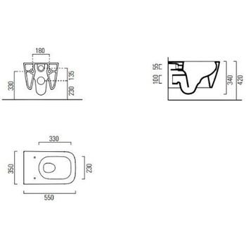 Унитаз GSI Nubes 961526 подвесной Ardesia opaco без сиденья — фото 2, Подвесные унитазы