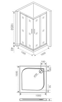 Душевой уголок Good Door Latte CR-100-C-WE 100x100 профиль Белый стекло прозрачное — фото 4, Квадратные душевые уголки