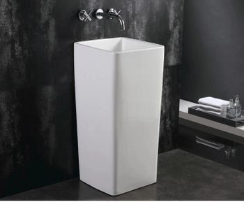 Раковина CeramaLux 40 P7005L Белая — фото 3, Раковины напольные