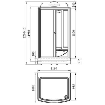Душевая кабина Radomir Диана 1 118x108 1-05-1-0-0-0600 без гидромассажа — фото 4, Душевые кабины