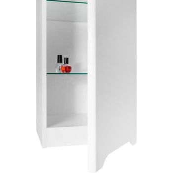 Полупенал QL35, 35 см, подвесной, правый, 1 дверца, 2 стеклянные полки, белый глянец — фото 2, Пеналы для ванной комнаты