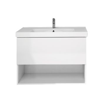 Тумба PERFECTO, 60 см, подвесная, 1 ящик, push-to-open, белый глянец — фото 2, Тумбы под раковину