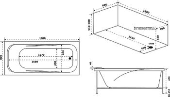 Акриловая ванна Bas Кварта 180х80 В 00017 без гидромассажа — фото 2, Акриловые ванны