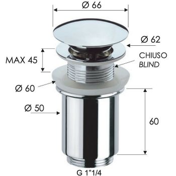 Донный клапан Remer 904CC114XV click-clack Сталь — фото 2, Донные клапаны