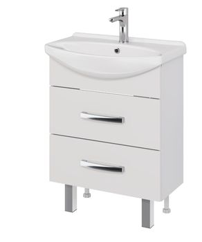 Тумба ALDA, 65 см , подвесная/напольная, 2 ящика. белый глянец, под ум. Лагуна 65 — фото 1, Тумбы под раковину