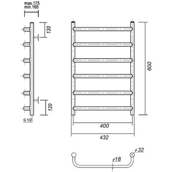 Водяной полотенцесушитель Domoterm Стефано П6 400x600 Золото — фото 2, Водяные полотенцесушители