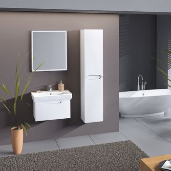 Тумба TINY, 50 см, подвесная, 1 ящик, белый глянец — фото 5, Тумбы под раковину