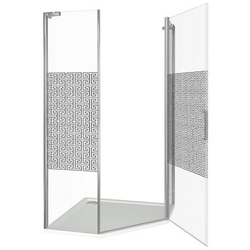 Душевой уголок Good Door Fantasy PNT-100-F-CH 100x100 профиль Хром стекло прозрачное с рисунком — фото 2, Душевые уголки трапеция